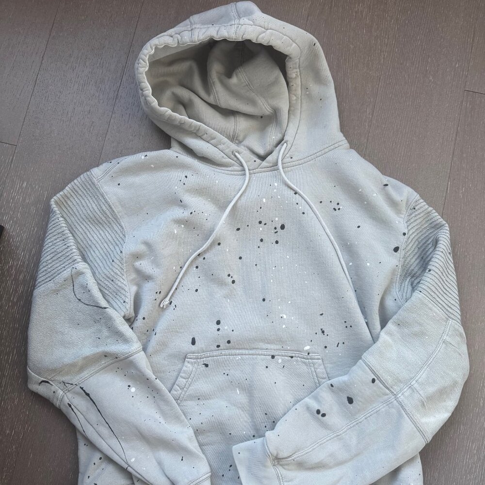 Hudson Jeans Light Gray Paint-Splatter Pullover Hoodie